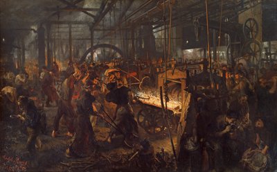 Iron Rolling Mill by Adolph Menzel